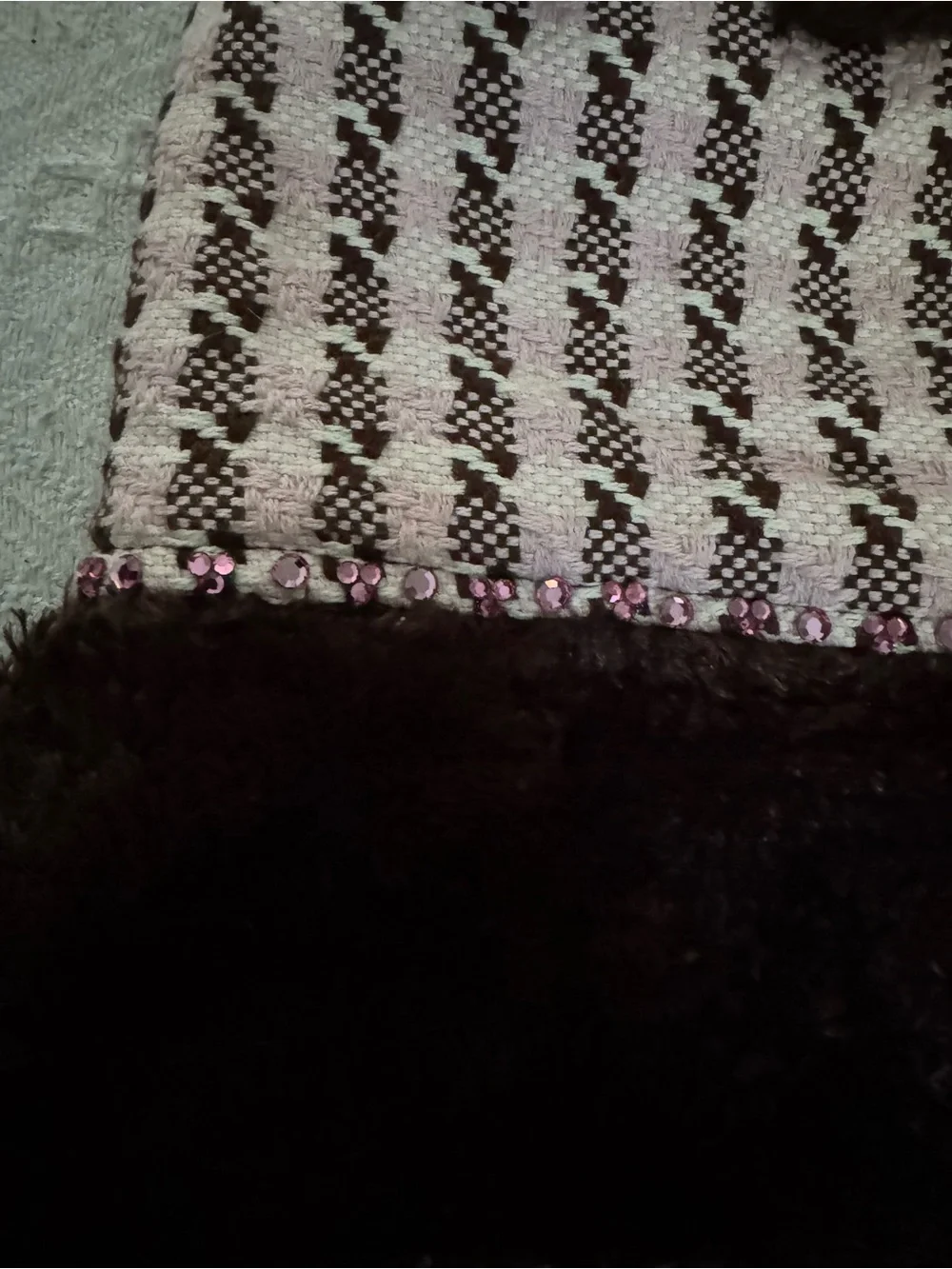 Pink & Brown Checker Knit Dog Dress - Small